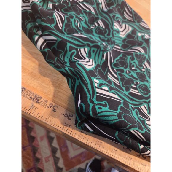 J. Crew Green Black White Abstract Tuxedo Pants Side Piping Size 6 Polyester - Picture 9 of 13